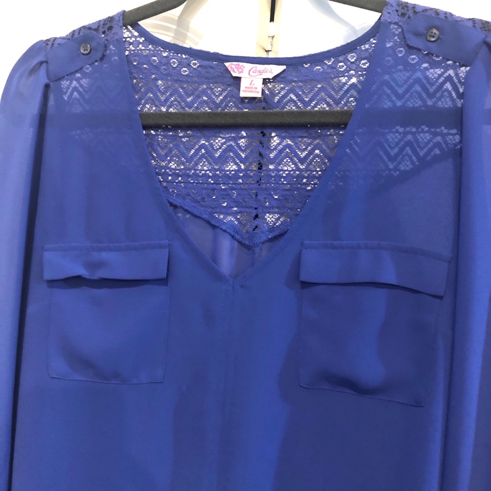 Candie’s sheer blouse